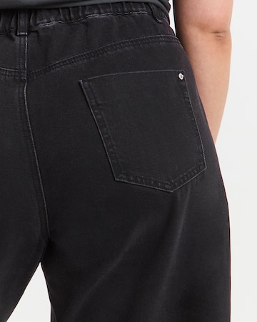 Washed Black Pleat Detail Wide Leg Jeans