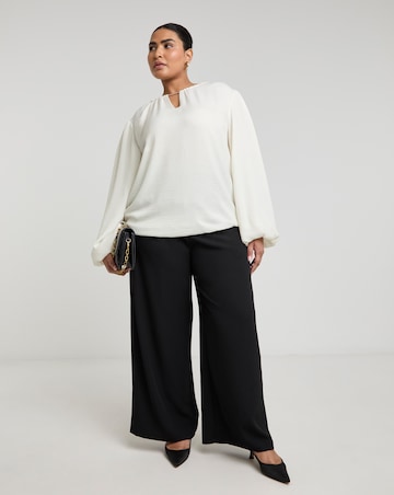 Joanna Hope Puff Sleeve Blouse With Neck Detail