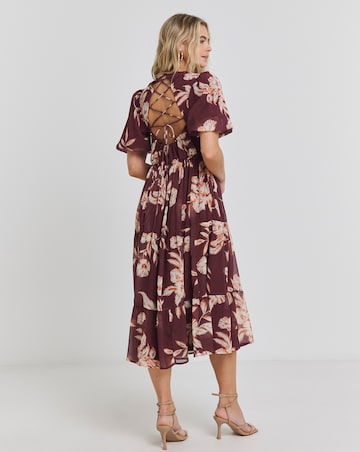 Joanna Hope Lace Back Midi Dress