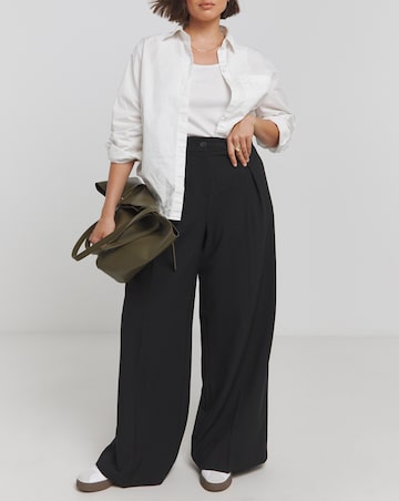 Black Pleated Wide Leg Trousers
