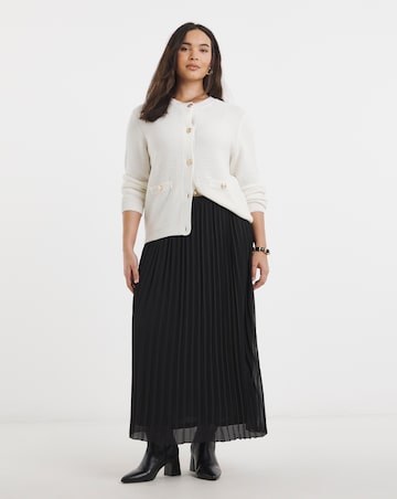 Simply Be Black Pleated Chiffon Midaxi Skirt