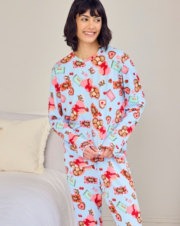 Chelsea Peers Classic Crew Neck Pyjama Set Chocolate Box Print