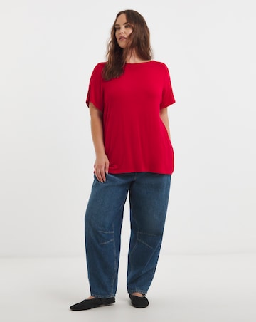 Simply Be Red Short Sleeve Lace Bow Back Top