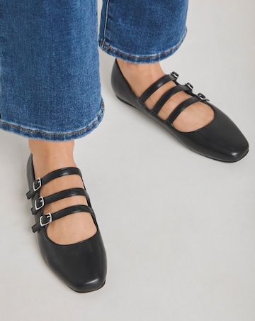 Jemma Multi Strap Mary Jane Ballerina Extra Wide EEE Fit