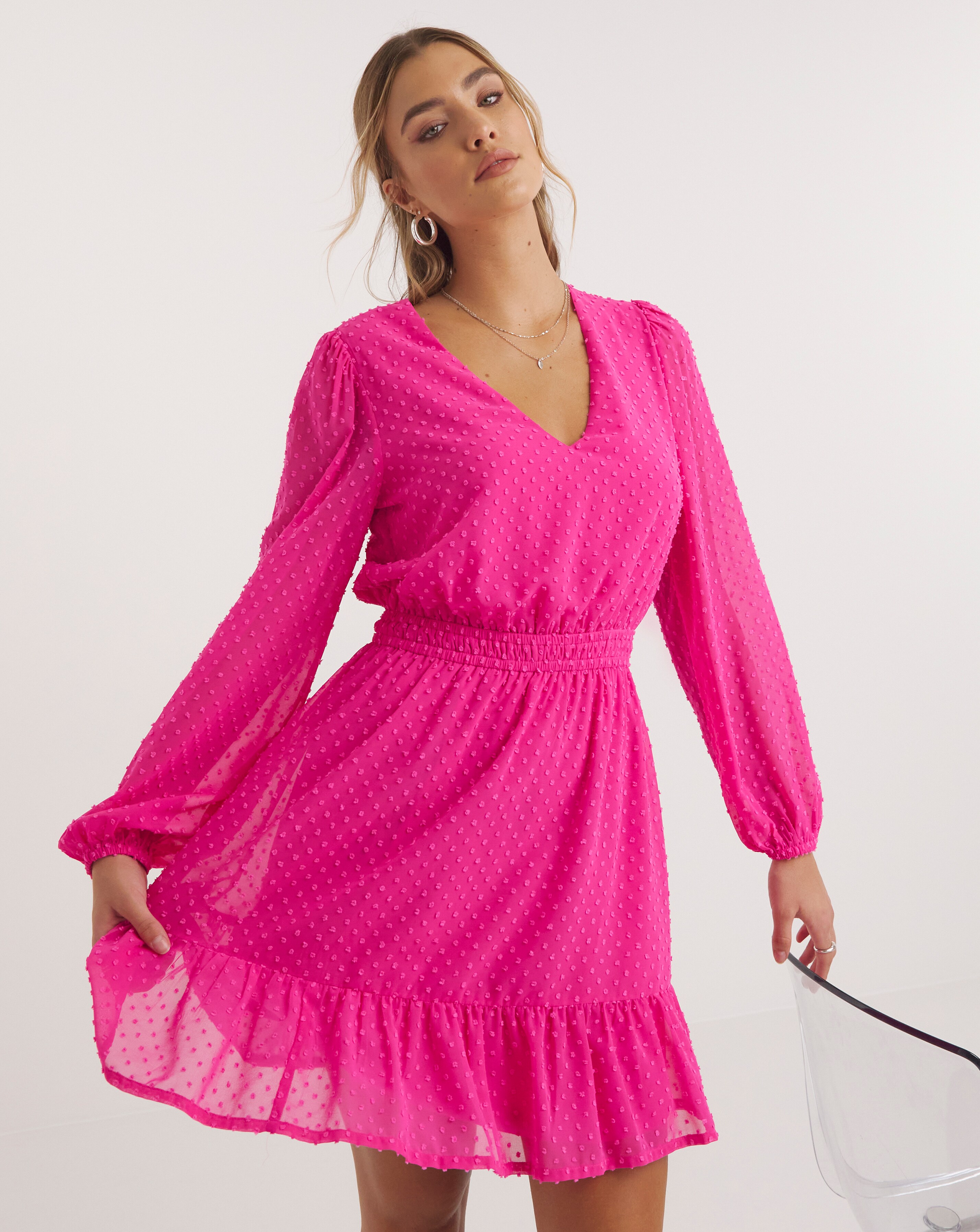 Pink Dobby Skater Dress Simply Be