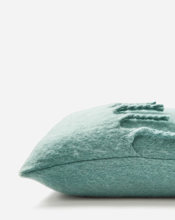 Faux Mohair Fringed Cushion - Green