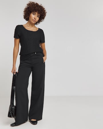 Black Scoop Back Frill Lace T-Shirt