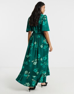 green emerald velvet dress FLOUNCE London Satin One Shoulder Cocktail Dress Sage Green Size 10(UK   Style Exchange Boutique PGH