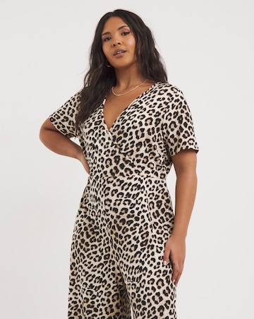 Leopard Print Supersoft Jersey Wrap Jumpsuit