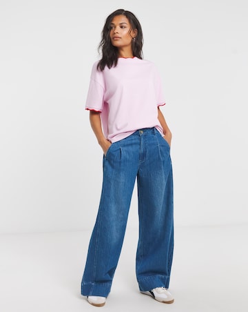 Simply Be Red & Pink Scallop Edge T-Shirt