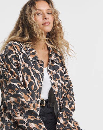 Simply Be Leopard Print Button Through Utility Jacket