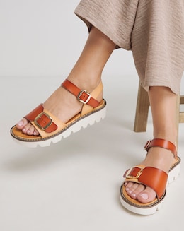 Heavenly Feet Trudy Buckle Strap Sandals Ex Wide Fit