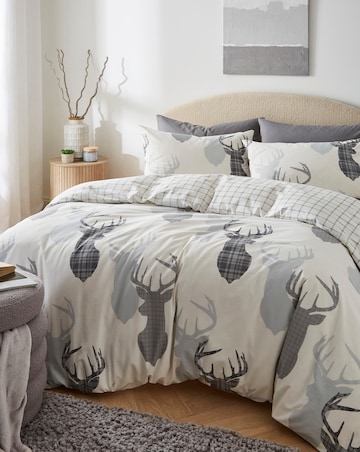 Hirsch Stags Reversible Grey Duvet Cover Set
