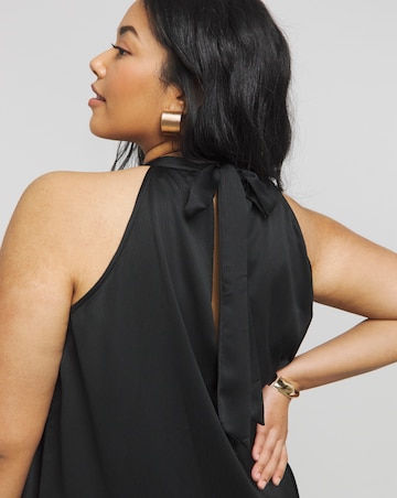 Black Satin Halter Neck Dress