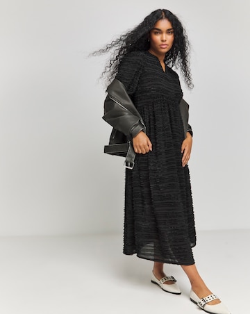 Native Youth Brushed Tonal Stripe Smock Maxi Dress