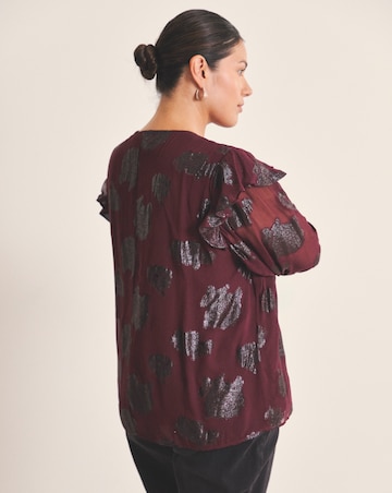 Jacquard Ruffle Blouse