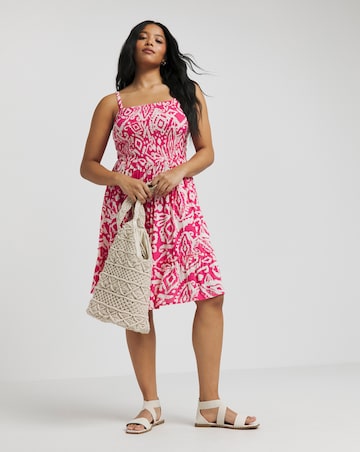 Shirred Bandeau Mini Beach Dress