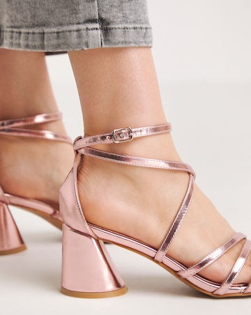 Elle Cross Ankle Strap Heeled Sandals - Wide Fit (E)