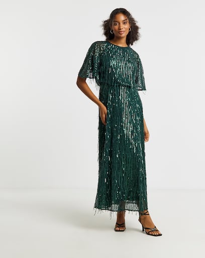 joanna hope sequin maxi dress Joanna Hope Sequin Tassle Maxi Dress