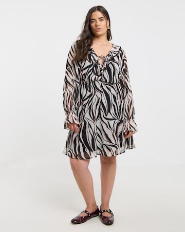 Simply Be Zebra Print Georgette Frill Skater Dress