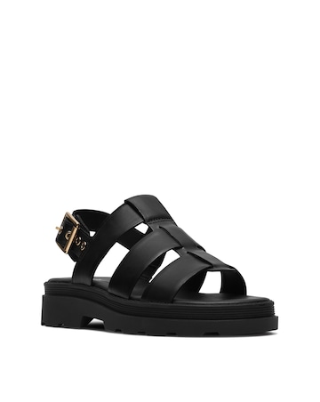 Clarks Black Orinoco3 Strap Leather Sandals - Wide Fit (E)