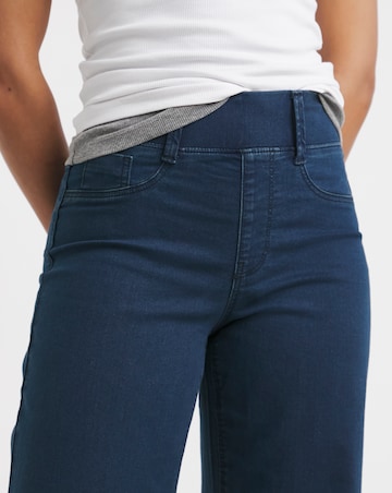 Dark Blue Stretch Wide Leg Pull On Jeggings