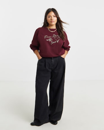 Simply Be Burgundy From Paris With Love Graphic Sweatshirt