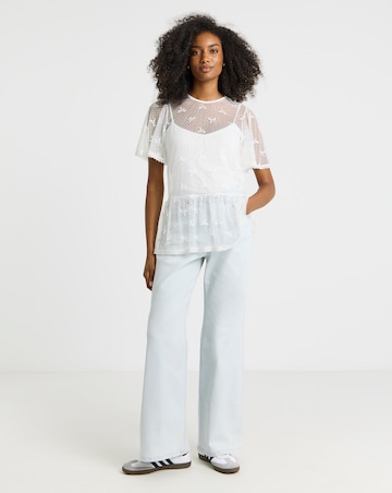 Simply Be Ivory Bow Print Lace Top