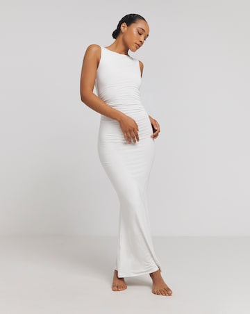 TALA 365 Ruched Side Boat Neck Maxi Dress