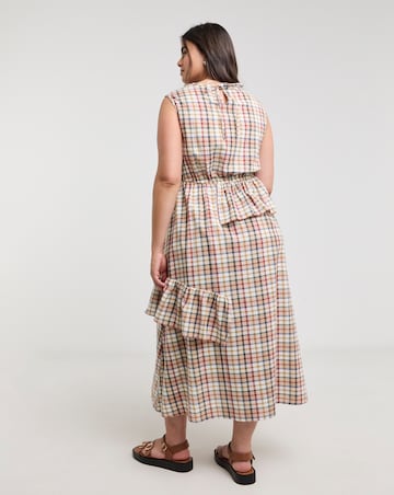 Native Youth Sleeveless Check Ruffle Midi Dress