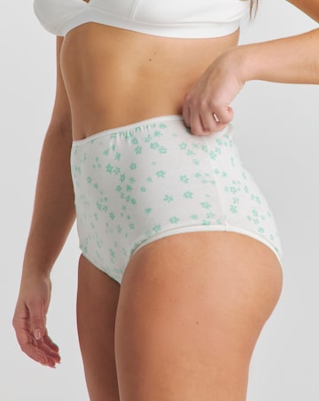 Pretty Secrets (7 Pack) Cotton Full Fit Brief Knickers Aqua Floral