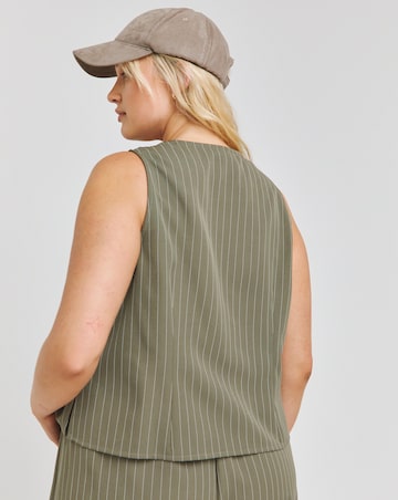 Khaki Pinstripe Tailored Co-ord Waistcoat