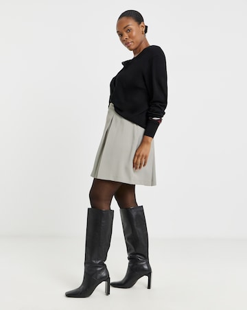 Pleated Brushed Check Mini Skirt