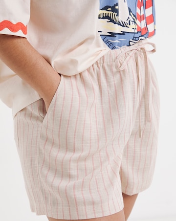 Pink Stripe Linen Shorts