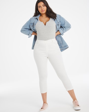 Amber White Pull On Crop Jeggings