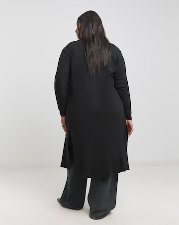 Black Ribbed Longline Cardigan