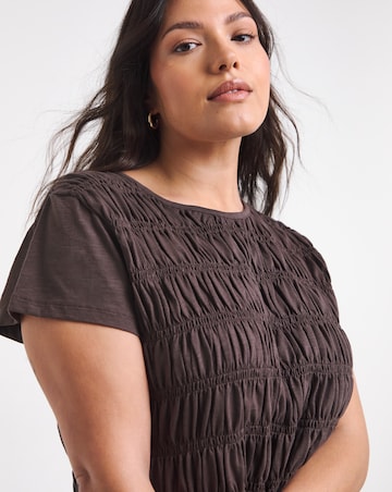 Chocolate Shirred Peplum Top