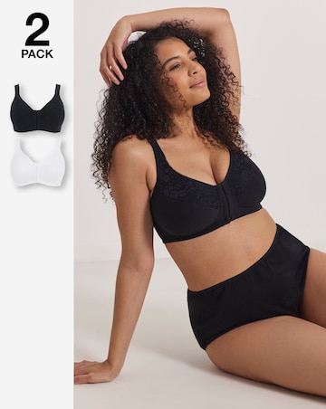 Pretty Secrets (2 Pack) New Sarah Front Fastening Cotton Non Wired Full Cup Bras