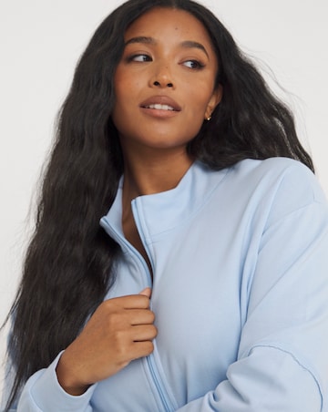 Three Quarter Zip Sweatshirt And Short Lounge Set