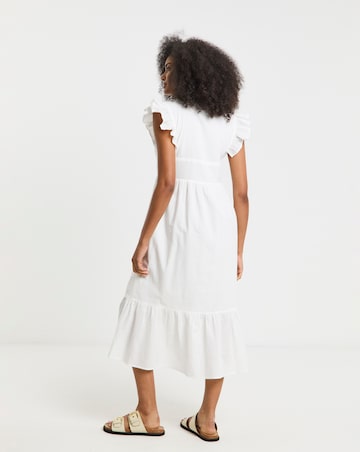 Native Youth Contrast Ruffle Midi Dress