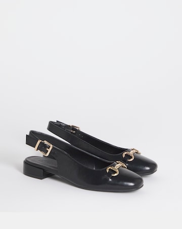 Presley Low Block Heel Slingback With Snaffle Trim - Extra Wide Fit (EEE)