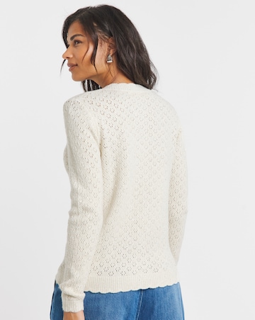 Simply Be Ivory Sequin Scalloped Cardigan