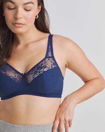 Pretty Secrets 2 Pack Cotton Lace Non Wired Full Cup Bras B-G Navy/Blush