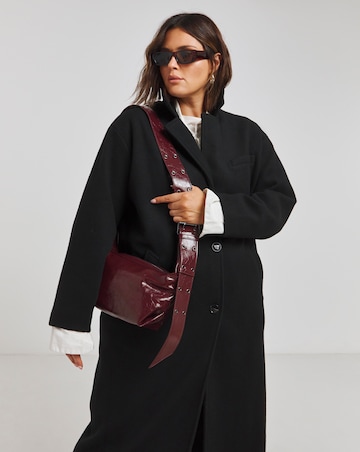 Black Faux Wool Maxi Coat