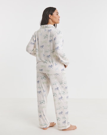 Chelsea Peers Jersey Colourful Animal Stampede Button Up Pyjama Set