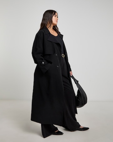 Black Drape Maxi Trench