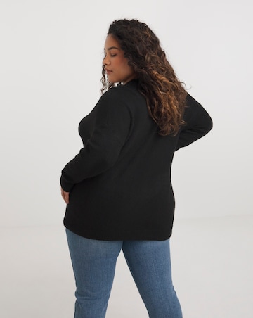 Black Seam Detail Crew Neck Jumper