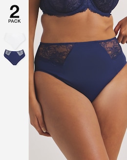 Pretty Secrets (2 Pack) New Ella Full Knickers Navy/White