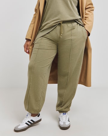 Acid Wash Khaki Seam Detail Joggers