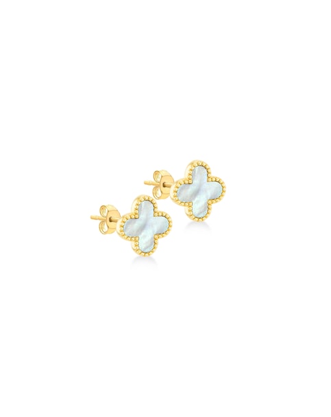 9ct Yellow Gold Clover Earring